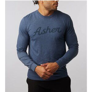 Asher Long Sleeve Script Tee - Cobalt Size M